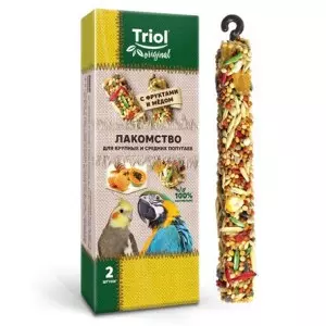 Лакомство Triol Original для крупных и средних попугаев с фруктами и мёдом (уп.2шт.) 55г