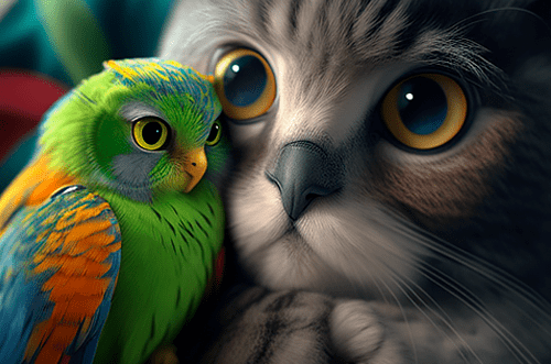 cat parrot