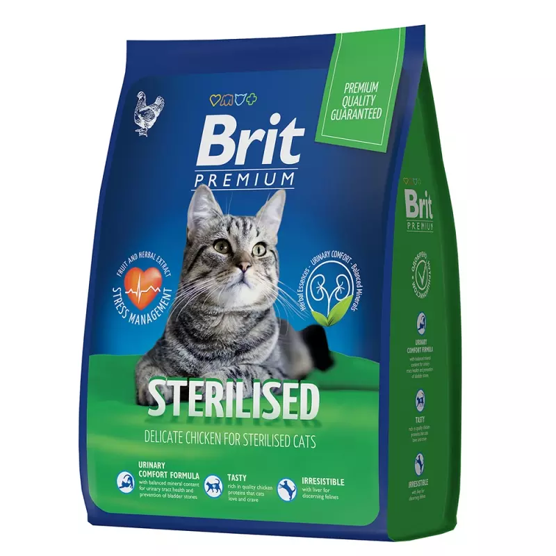 Brit Premium Cat Sterilised Chicken с курицей для стерилизованных кошек