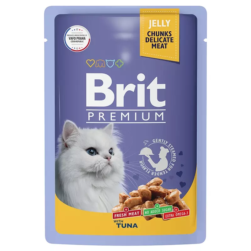 Brit Premium влажный корм для взрослых кошек тунец в желе
