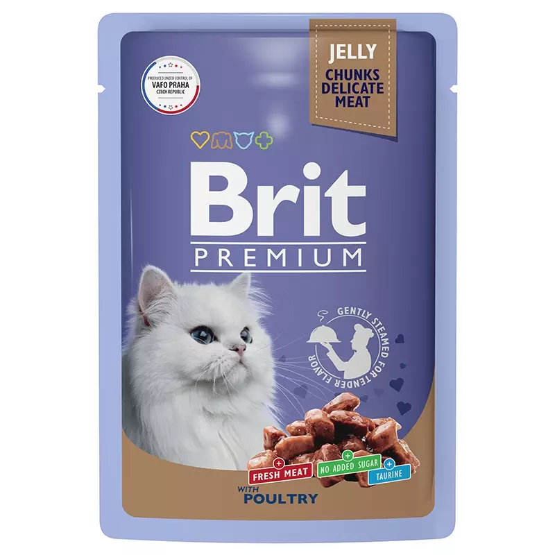 Brit Premium влажный корм ассорти из птицы в желе для взрослых кошек