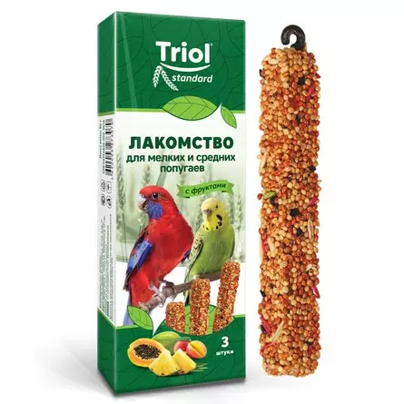 Лакомство Triol Standard для мелких и средних попугаев с фруктами (уп. 3 шт) 80г