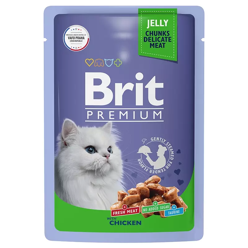 Brit Premium Пауч цыпленок в желе для взрослых кошек