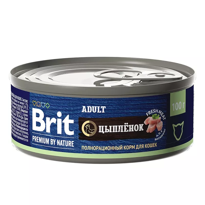 Brit Premium by Nature консервы с мясом цыплёнка для кошек