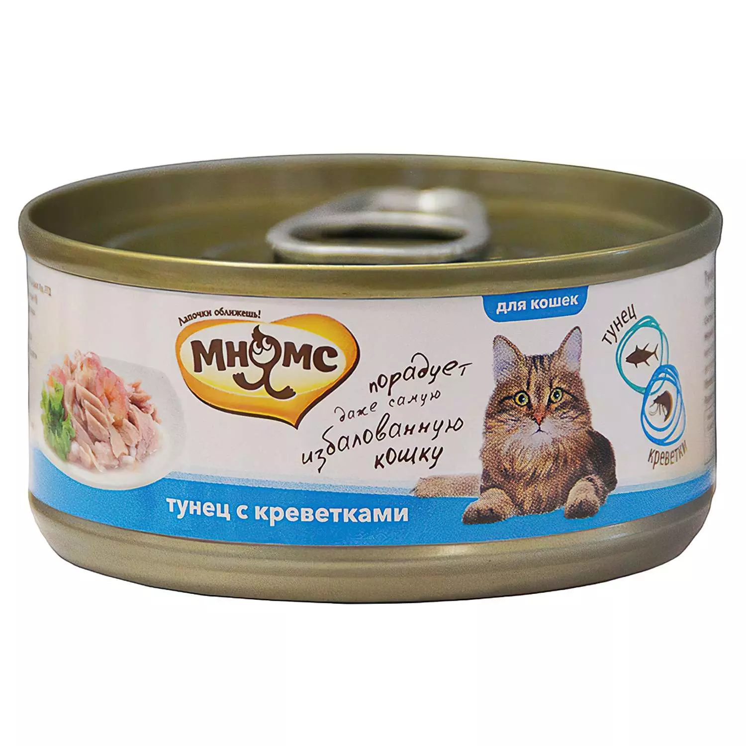 Влажный корм Мнямс для кошек Тунец с креветками в нежном желе 70 г, 24 шт