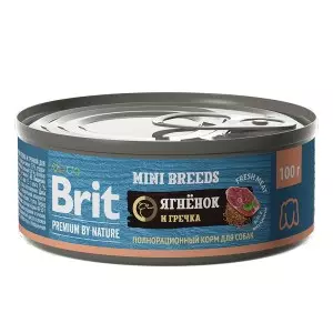 Brit Premium by Nature консервы с ягненком и гречкой для взрослых собак мелких пород, 100 гр
