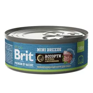 Brit Premium by Nature консервы с ассорти из птицы с потрошками для взрослых собак мелких пород, 100 гр