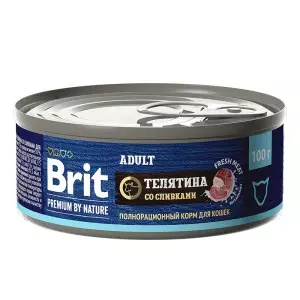 Brit Premium by Nature консервы с мясом телятины со сливками для кошек