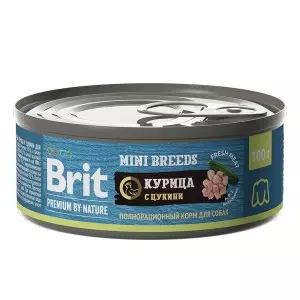 Brit Premium by Nature консервы с курицей и цукини для взрослых собак мелких пород, 100 гр