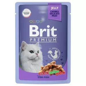 Brit Premium Пауч треска в желе для взрослых кошек