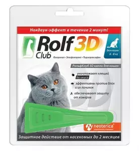 РольфКлуб 3D капли от блох для кошек менее от 4 до 8 кг