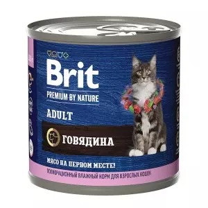 Brit Premium by Nature консервы с мясом говядины для кошек