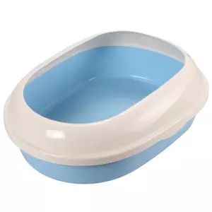 Туалет P541 для кошек овальный с бортом голубой 490*380*160мм