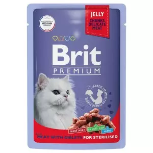 Brit Premium Пауч кошек мясное ассорти с потрошками для взрослых стерилизованных кошек