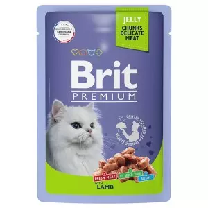 Brit Premium влажный корм для взрослых кошек ягненок в желе