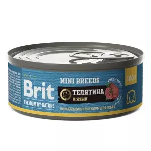 Brit Premium by Nature консервы с телятиной и языком для взрослых собак мелких пород, 100 гр