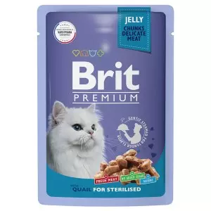 Brit Premium Пауч перепелка в желе для взрослых стерилизованных кошек