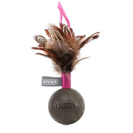Игрушка для кошек JOYSER Catnip Ball Мячик из спрессованной кошачьей мяты с перьями розовый 13 см