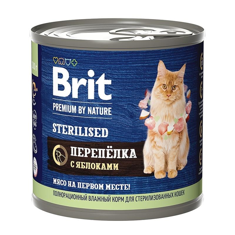 Brit Premium by Nature консервы с мясом перепёлки и яблоками для стерилизованных кошек