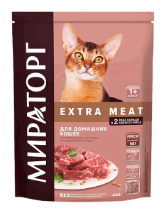 МИРАТОРГ Extra Meat Полнорационный сухой корм для домашних кошек старше 1 года, с говядиной