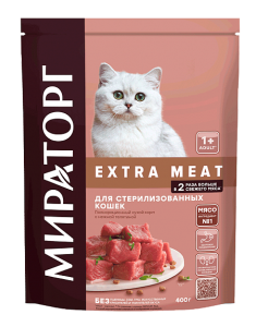 МИРАТОРГ Extra Meat корм для стерилизованных кошек, c нежной телятиной