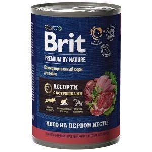 Brit Premium by Nature консервы с мясным ассорти с потрошками для собак всех пород, 410 гр