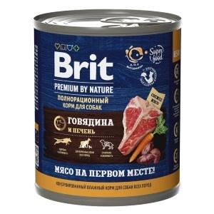 Brit Premium By Nature консервы с говядина и печенью для взрослых собак всех пород, 850 гр