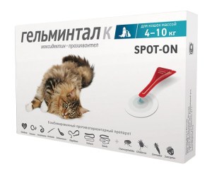 Гельминтал К STOP-ON капли от паразитов для кошек от 4 до 10 кг