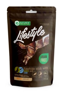 Nature's Protection Lifestyle Snack For Dogs Rawhide Sticks With Duck And Cod Rolls