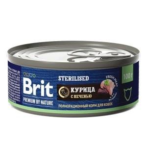 Brit Premium by Nature консервы с мясом курицы и печенью для стерилизованных кошек